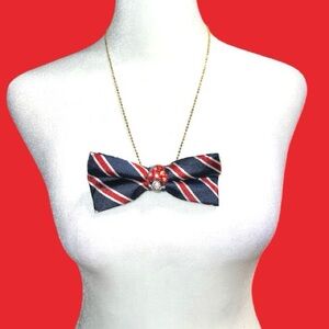 “Dainty Dapper” Striped Bow Tie Necklace